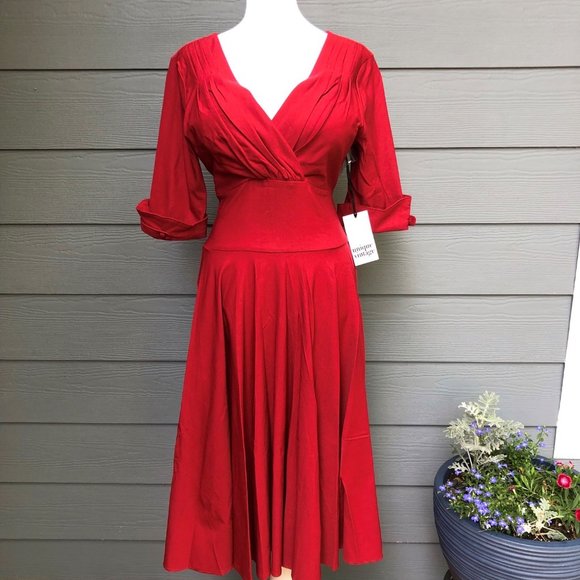 Retro Inspired Red "Delores" Swing Dress - Picture 2 of 5